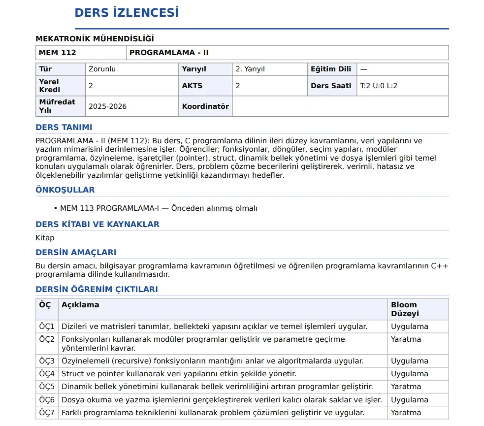 A verifiable syllabus